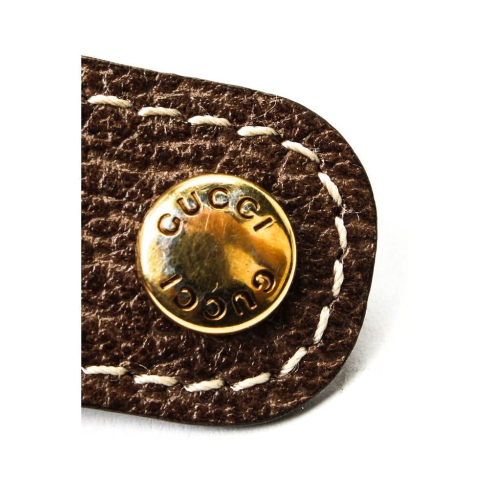 Gucci Womens Gold Tone Mother of Pearl Dial Brown Leather Constance Pocket Watch - Picture 8 of 10